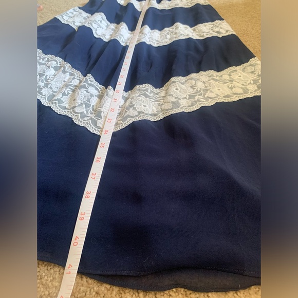 Charming Charlie Navy and White Floral Lace Long Maxi Dress - Picture 11 of 14